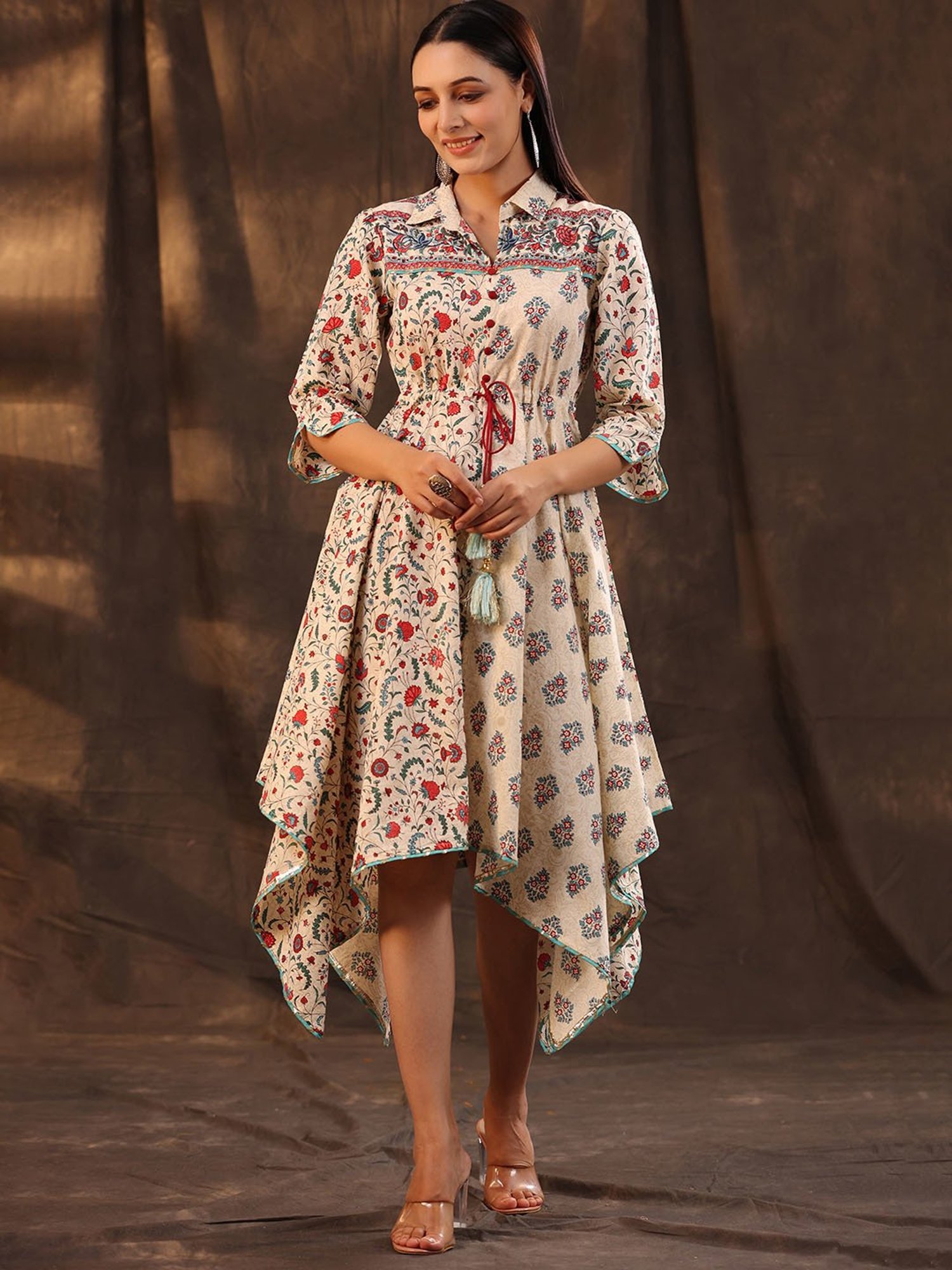 Saffron Threads Red Ethnic Dresses