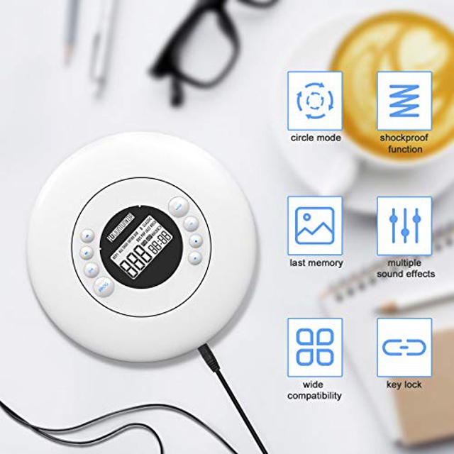 Portable CD Player with Headphones, Anti-Skip CD Players for Home Rechargeable with LCD Display, CD Player portable for car with 3.5mm AUX Cable, Anti-Shock Lightweight CD Player Sports with Carry Bag