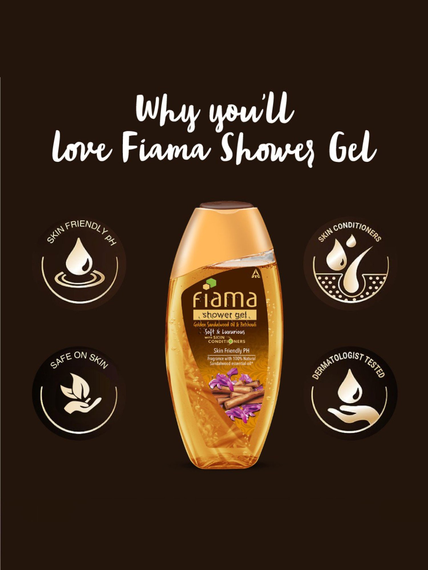 Fiama Golden Sandalwood Oil and Patchouli Shower Gel - 250 ml
