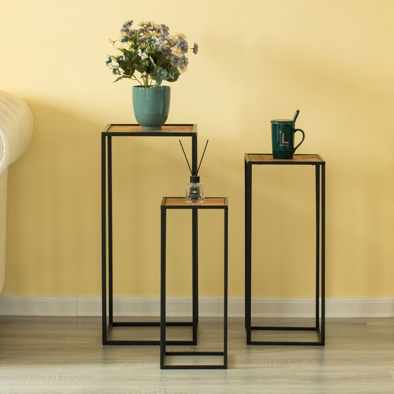 Vintiquewise Modern Nesting Display Tables Square Accent Side End Table, Set of 3