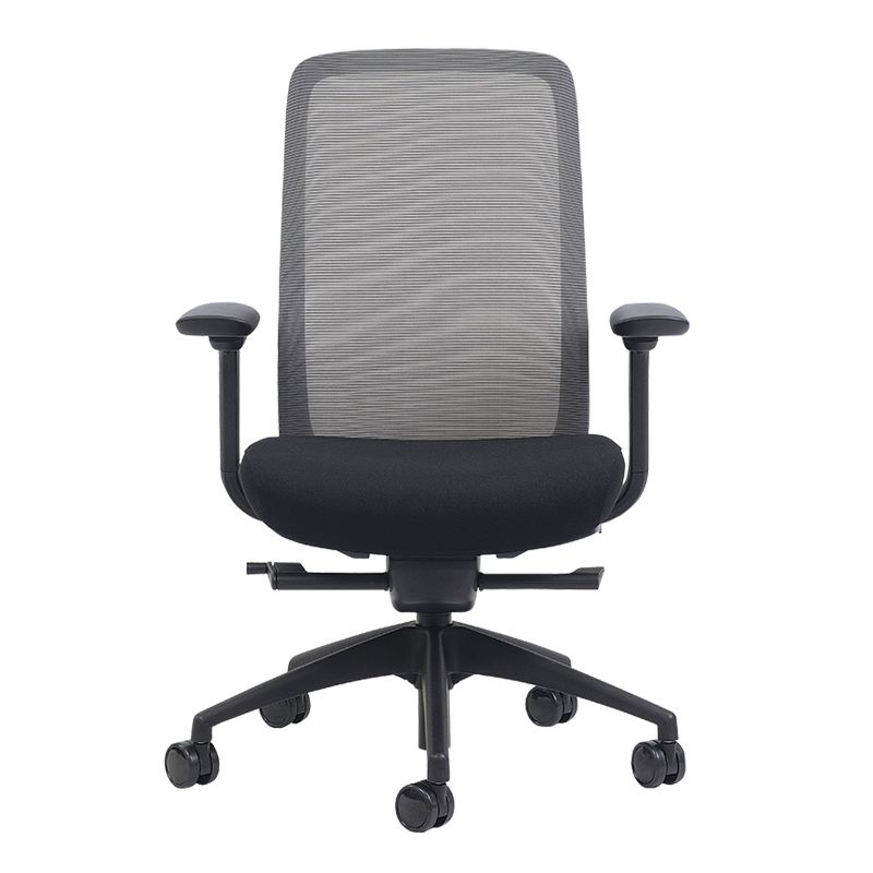Eurotech Vera Ergonomic Executive Office Desk Chair w/ Piano Gray Mesh Back & Black Fabric Seat Cushion, Adjustable Height, Depth, Recline, & Arms