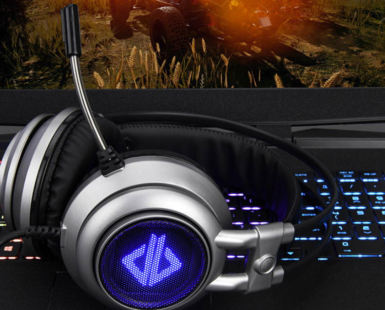 Ajazz AX391 Wired Gaming Headset Game Earphone Computer Headphones with Microphone Led Light Headphones for Computer PC Laptop (Black & Orange)