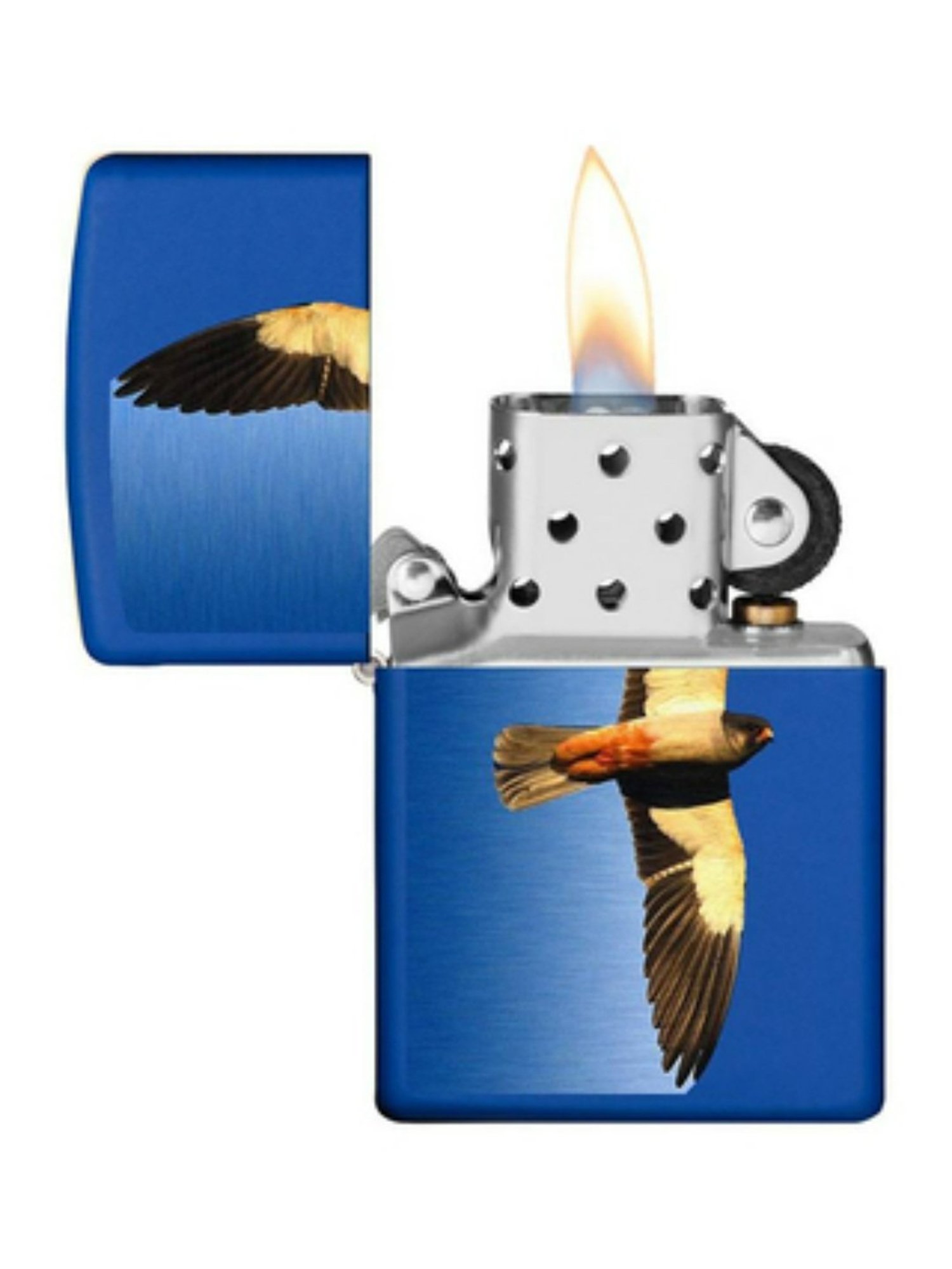 Zippo Blue Soaring Falcon Design Royal Brass Pocket Lighter