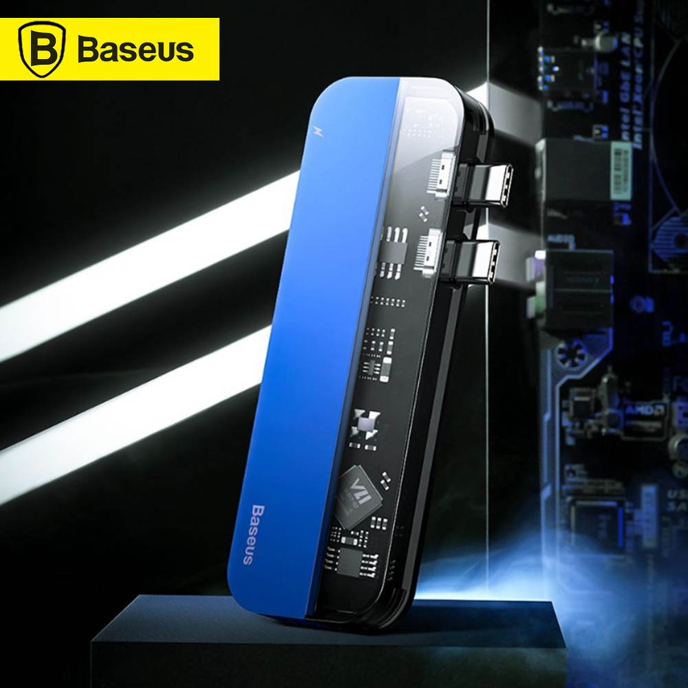 Baseus Transparent Series Dual-Port Type-C Multifunctional HUB Dual Type-C 2 USB 3.0 4K HD Interface Support PD Charging Video Output Thunder 3 For Macbook Smartphone