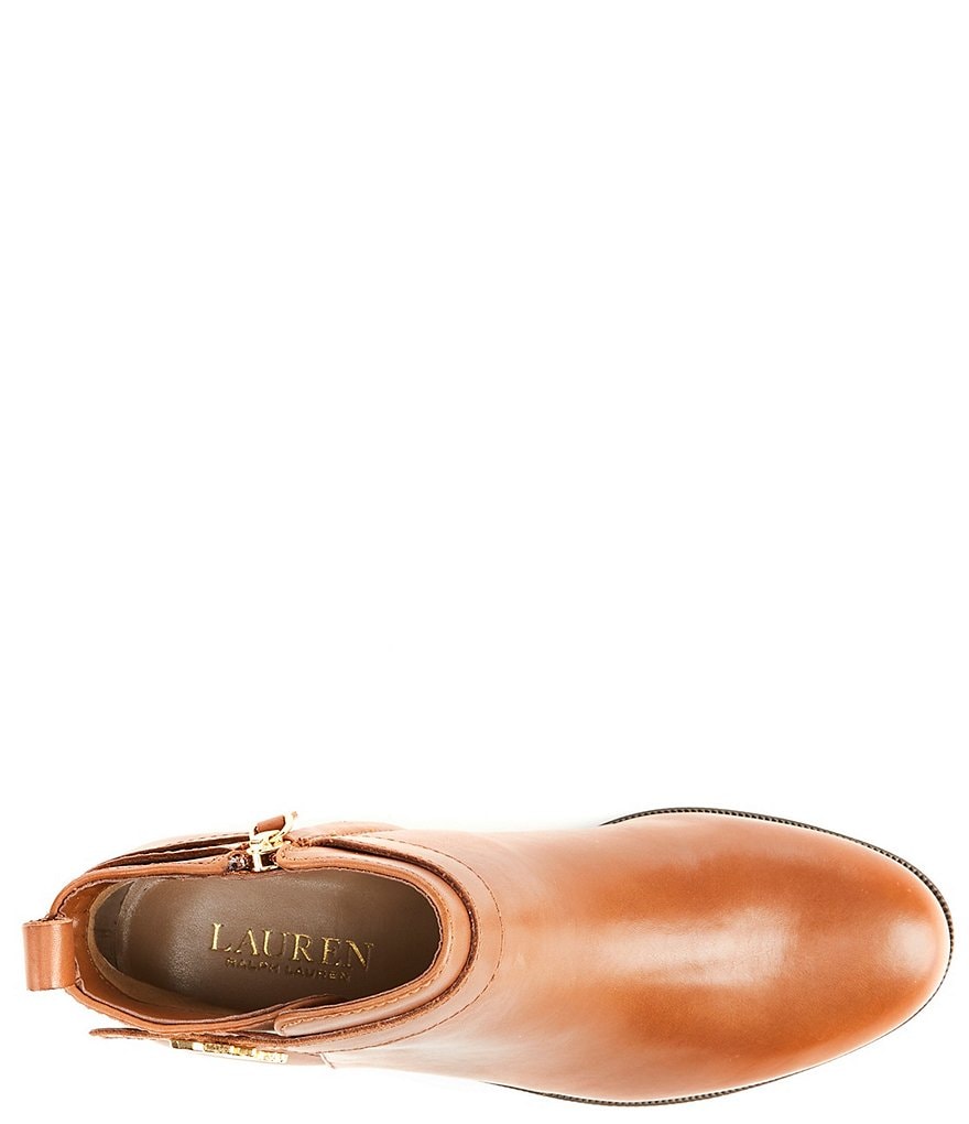 Lauren Ralph Lauren Bonne Logo Detail Leather Ankle Booties