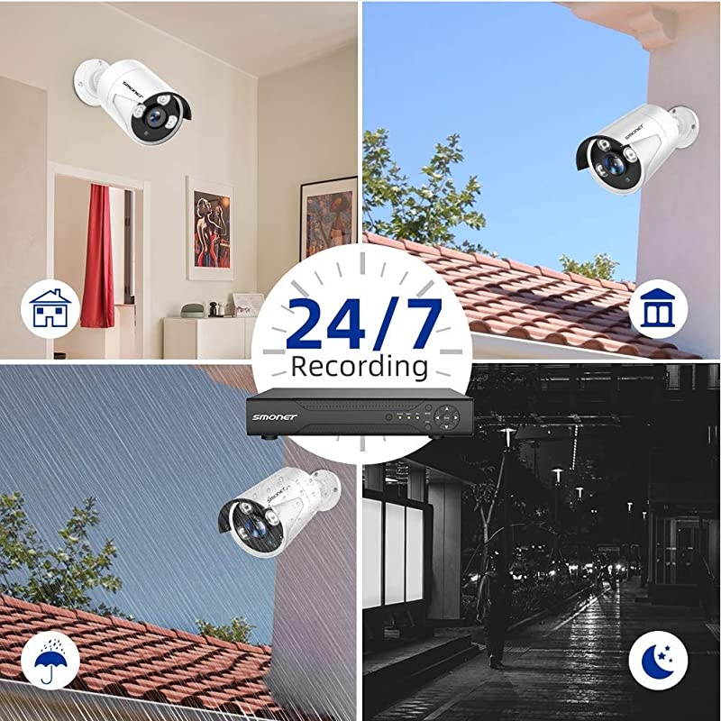 5MP Lite Home Security Camera System,8CH DVR Complete Surveillance Systems,8pcs 5MP(2560TVL,2.5&times;1080P) Wired CCTV Bullet Cameras Indoor Outdoor Waterproof Night Vision Motion Detection NO HDD