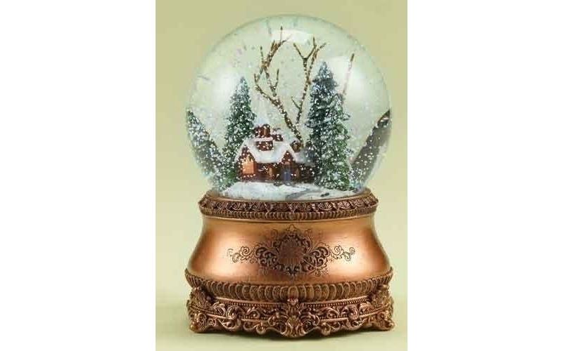 Roman 6" Musical Church Glitterdome with Bronze Base Christmas Table Top Decoration