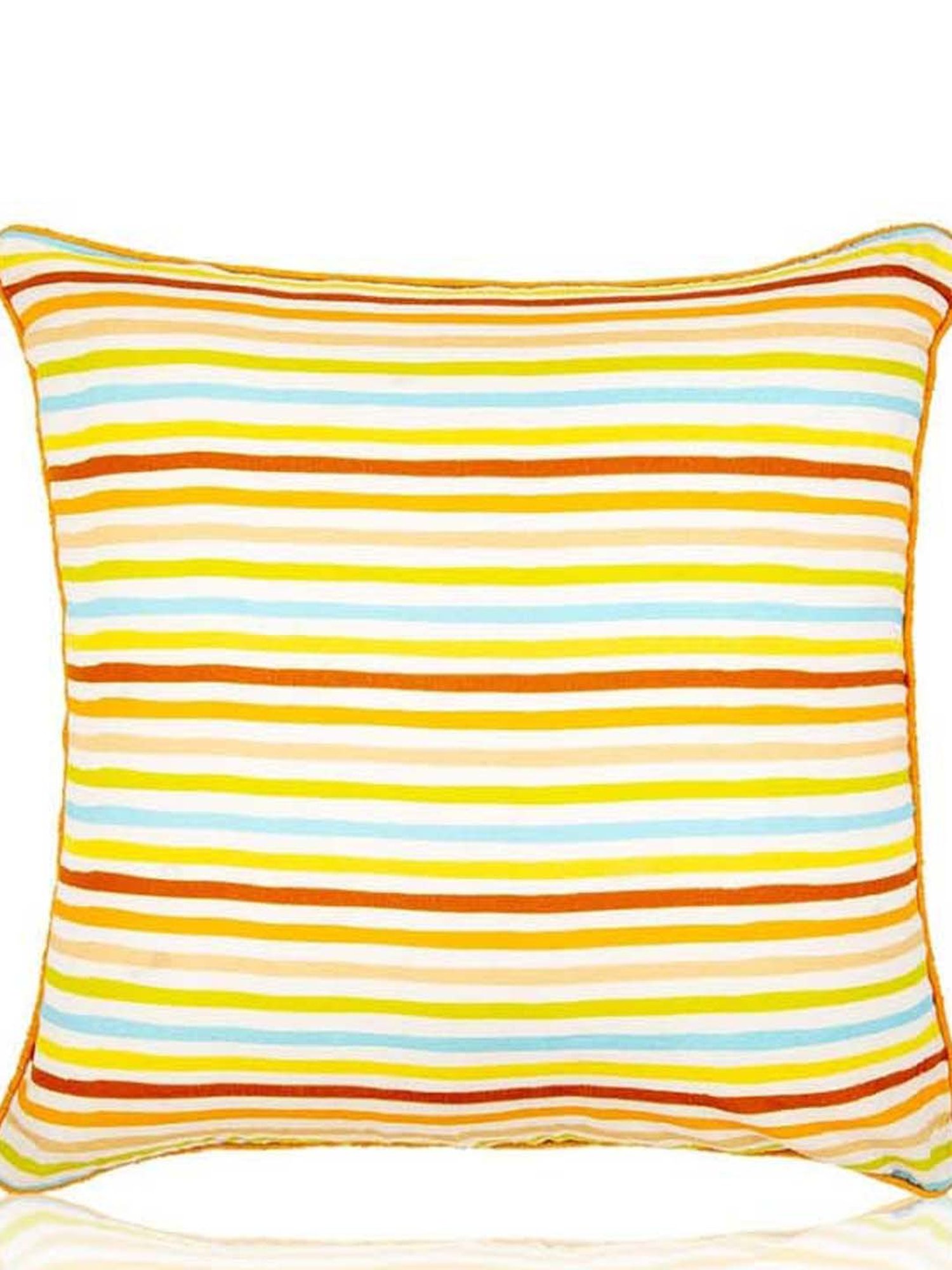 Home4U Strips Yellow Cotton Cushion Cover - Set of 1