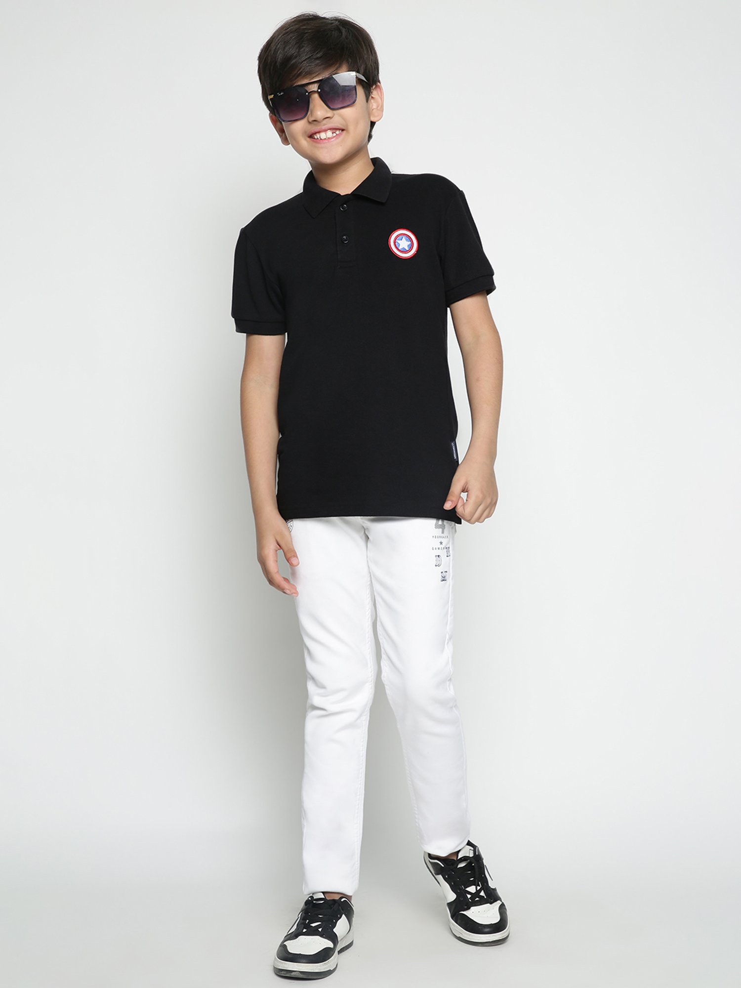 Lil Tomatoes Kids Black Solid Polo T-Shirt