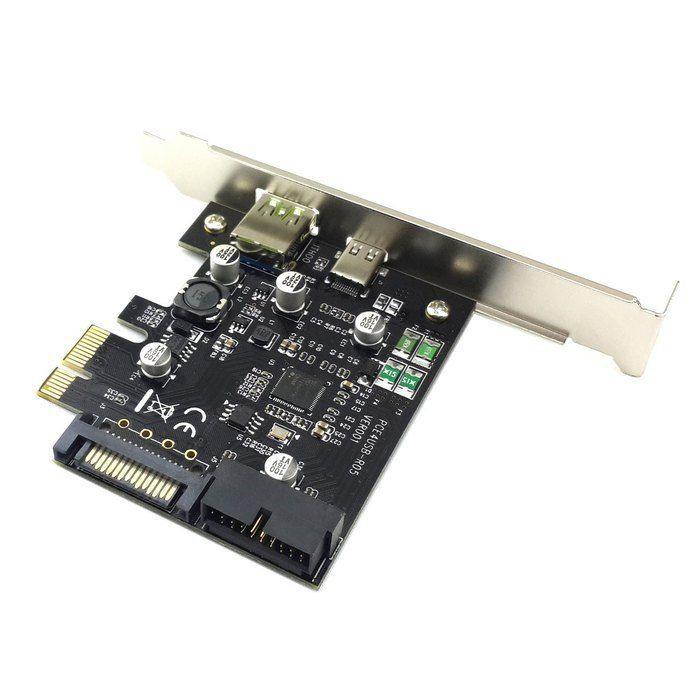 PCI-E 1x Express to USB 3.1 Type C & USB 3.0 Dual Port Add on Expansion Adapter