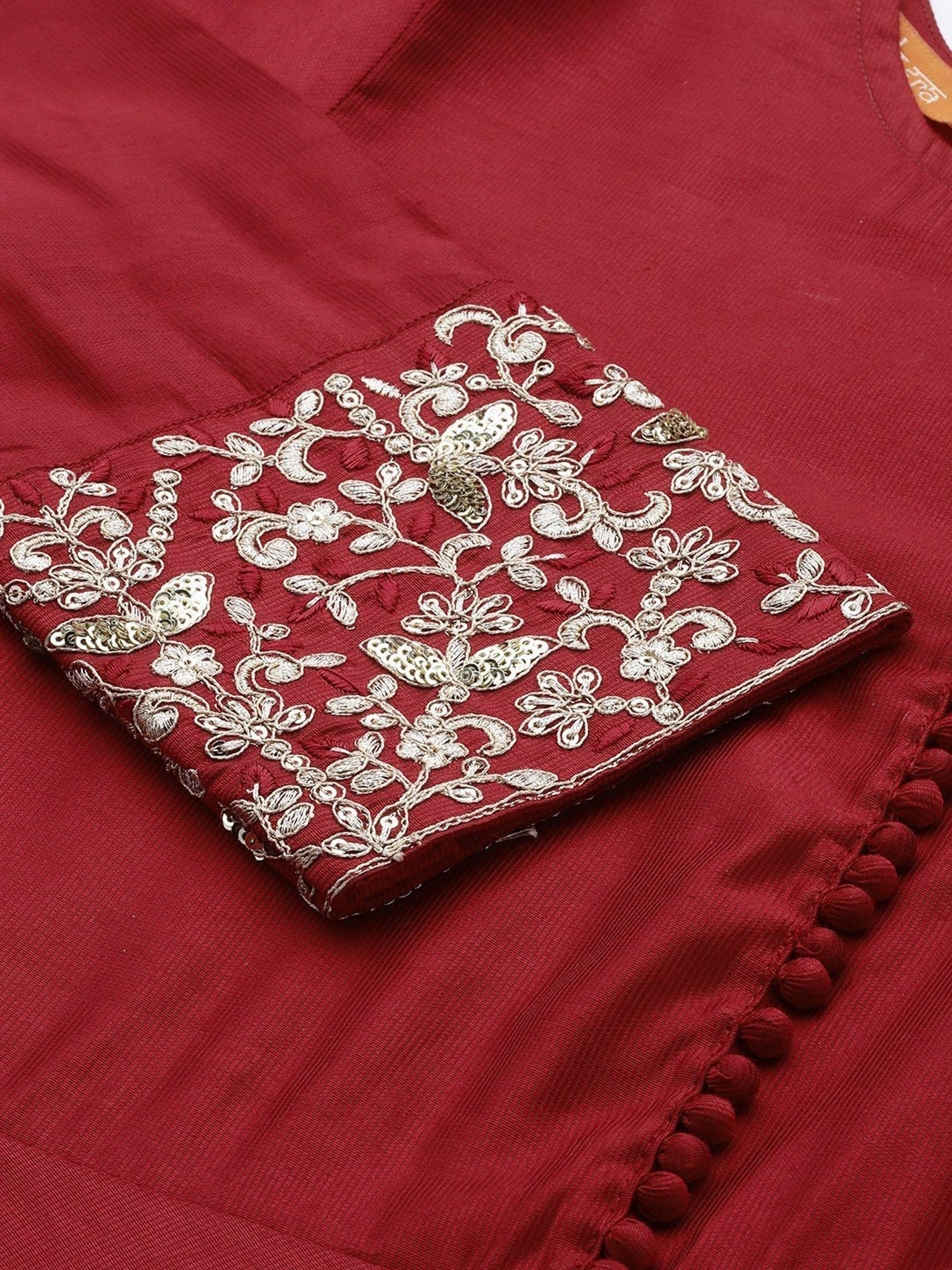 Indo Era Red Kurta Pant Set With Dupatta