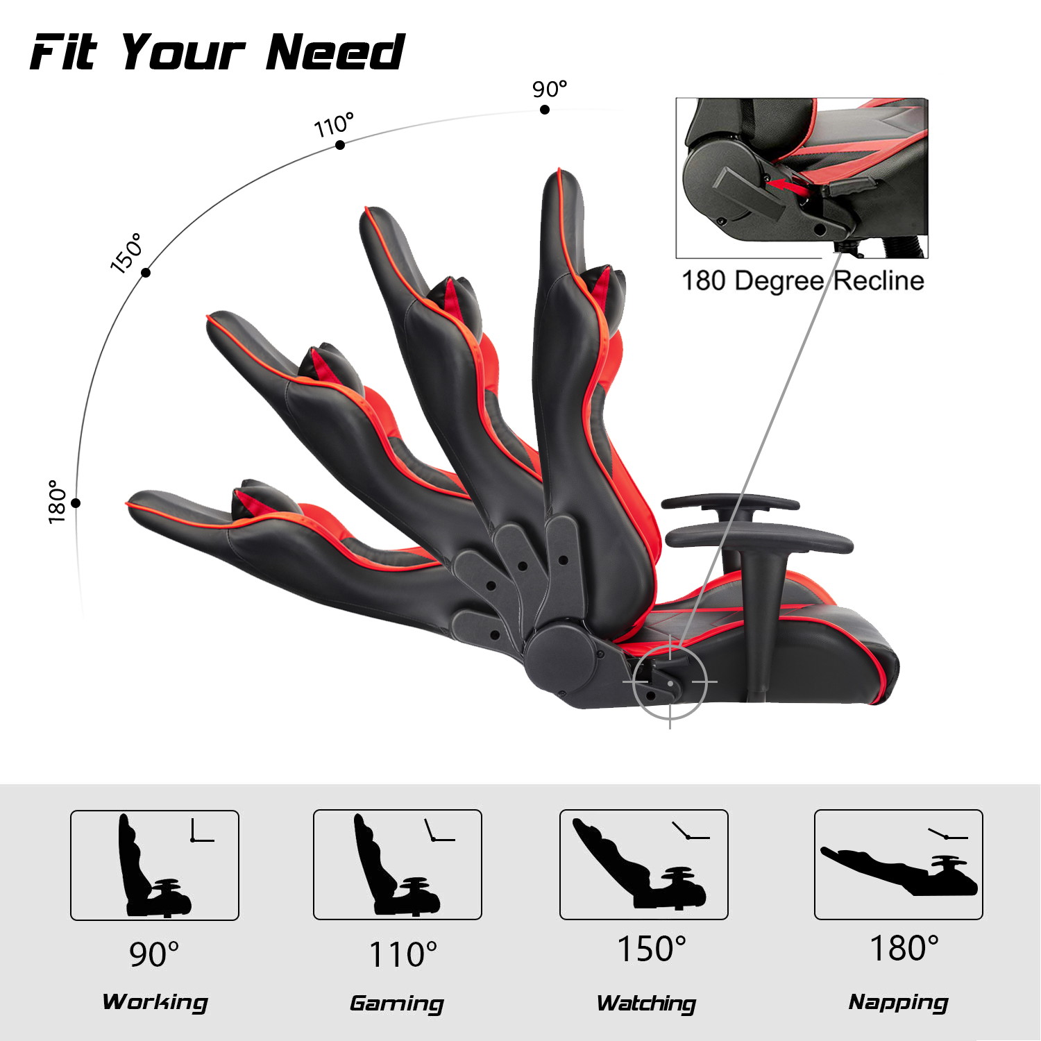 Vitesse Gaming Office Chair with Carbon Fiber Design, High Back Racing Style Seat, Swivel, Lumbar Support and Headrest(Red)