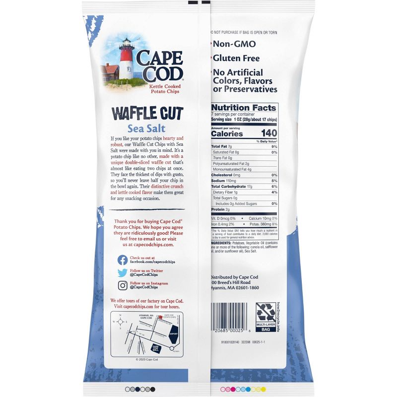 Cape Cod Sea Salt Flavored Kettle Cooked Waffle Cut Potato Chips - 7oz