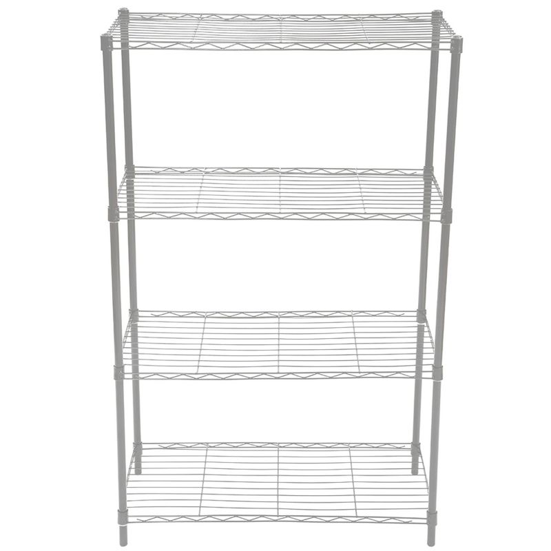 Home Basics 4 Tier Wide Steel Wire  Shelf, Grey
