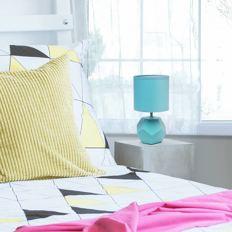 Round Prism Mini Table Lamp with Matching Fabric Shade Blue - Simple Designs