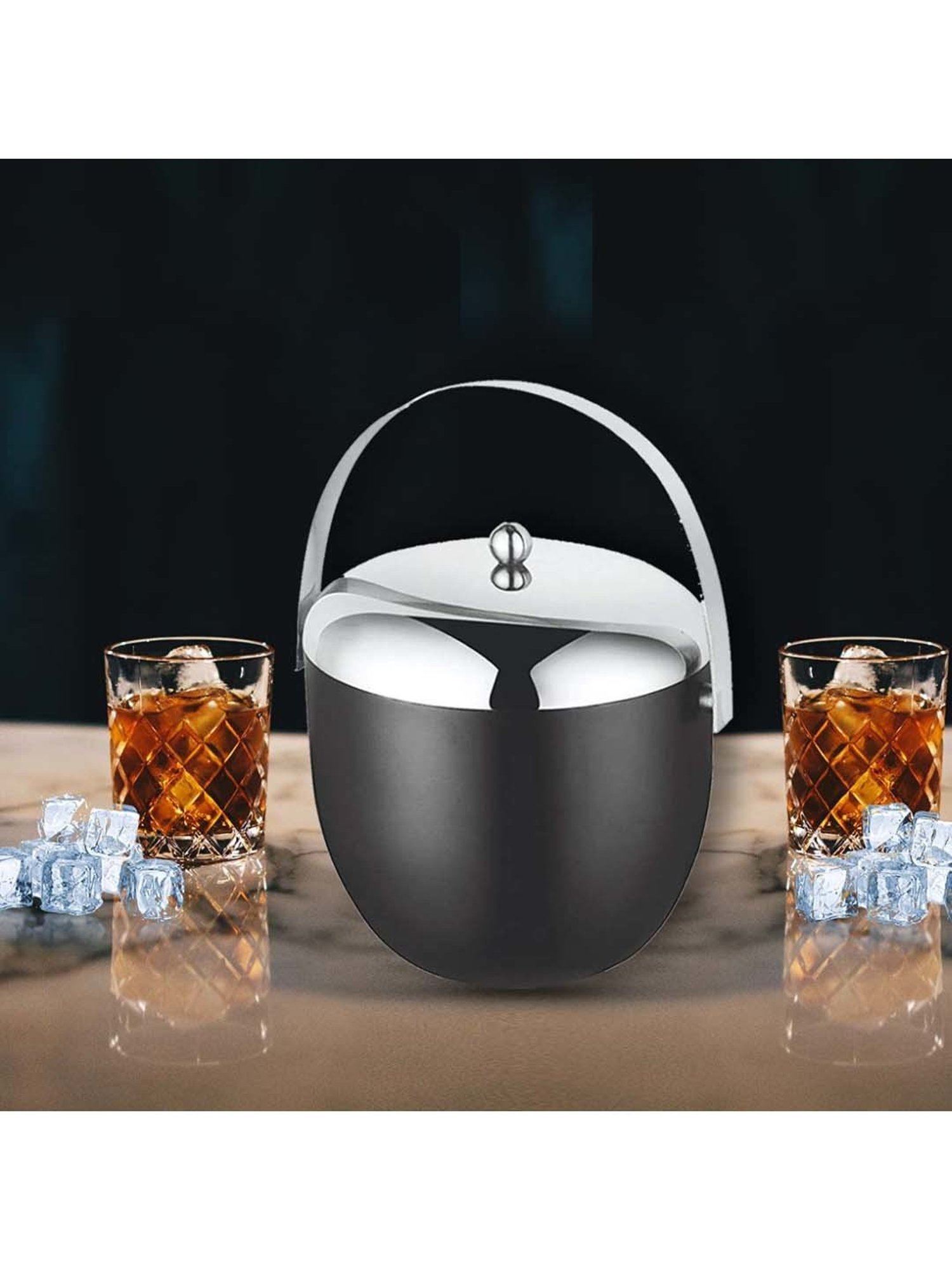 FnS Silver Stainless Steel Ice Bucket (1.25 L)