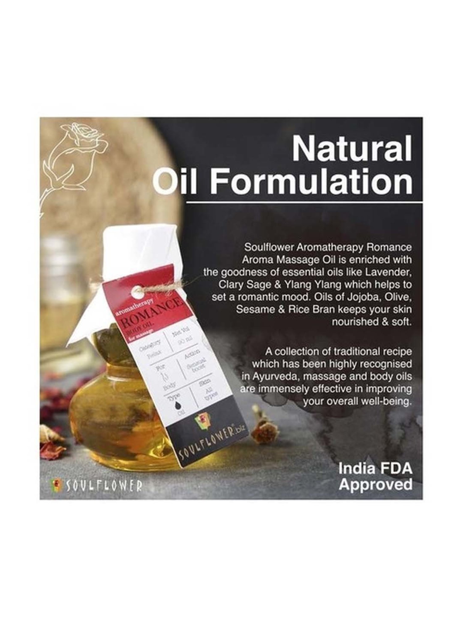 Soulflower Romance Aroma Massage Oil - 90 ml