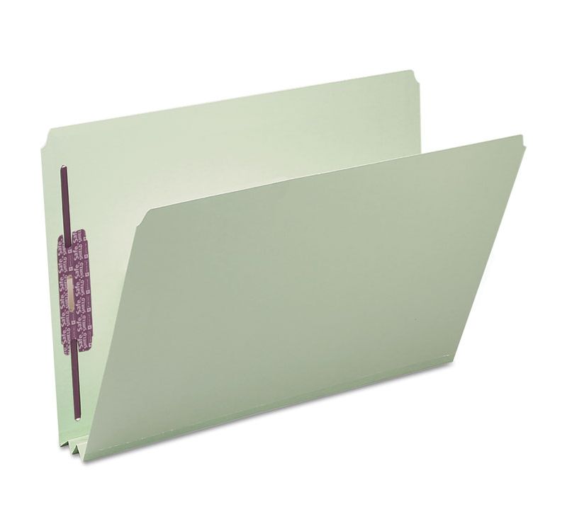 Smead Two Inch Expansion Fastener Folder Straight Tab Legal Gray Green 25/Box 19910