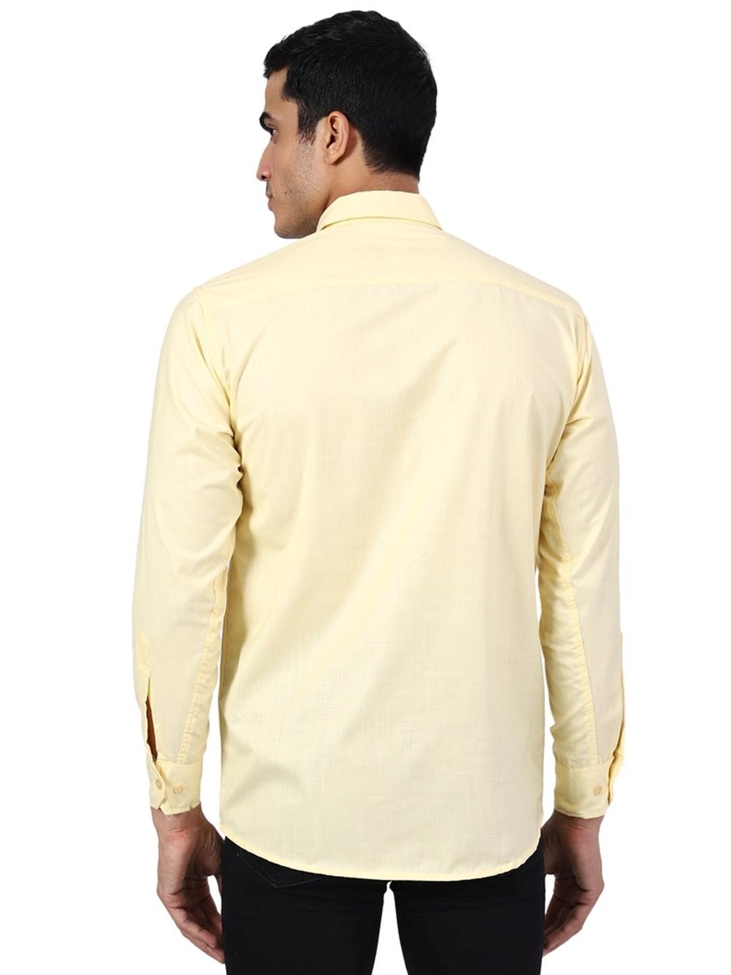 TAHVO Yellow Cotton Slim Fit Shirt