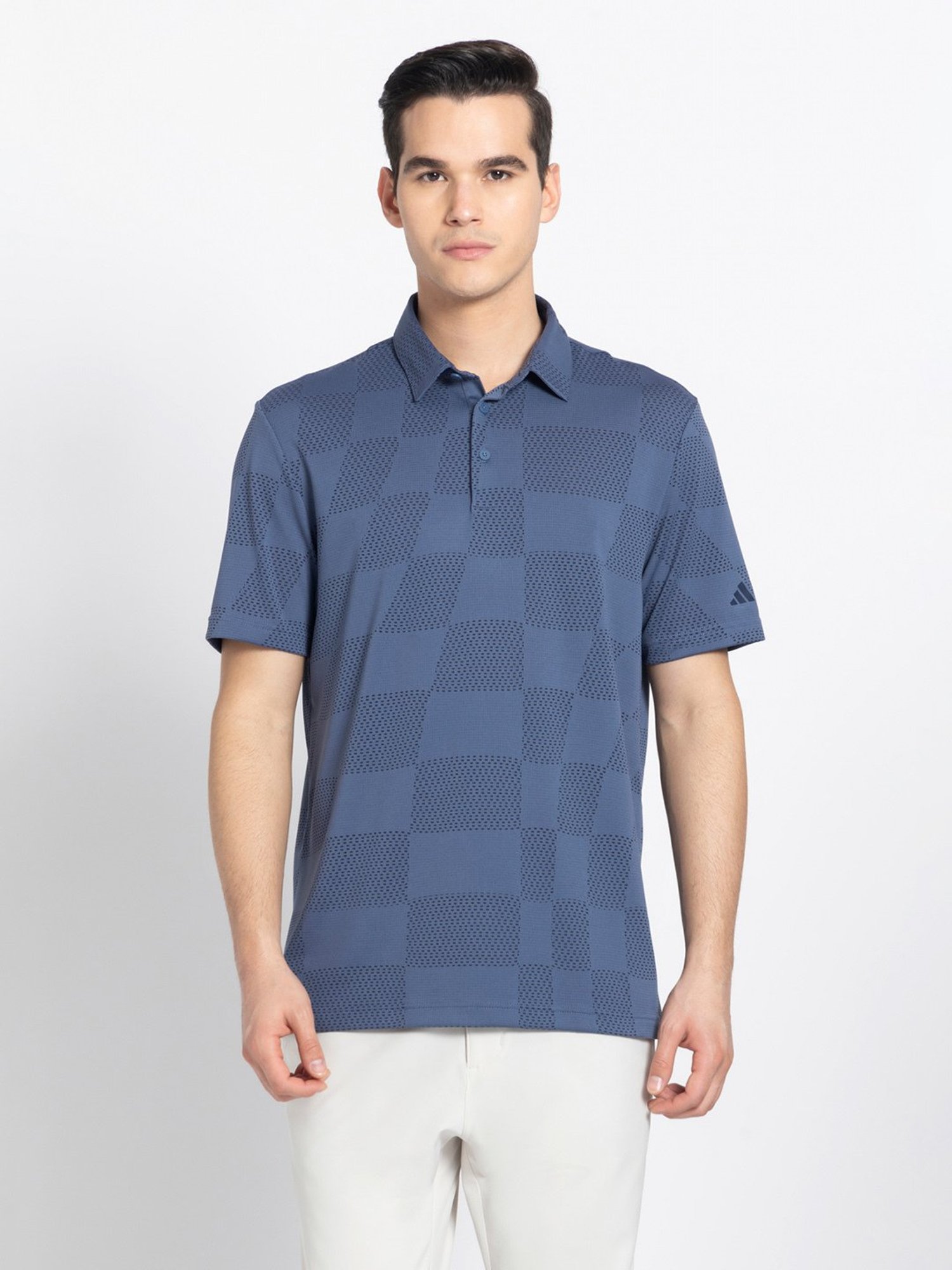 adidas Blue Regular Fit Printed Golf Polo T-Shirt