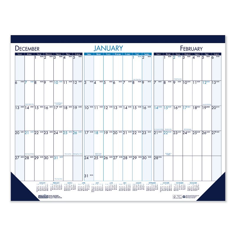 House of Doolittle Three Month Desk Pad Calendar, 22 x 17, 2020-2022 136