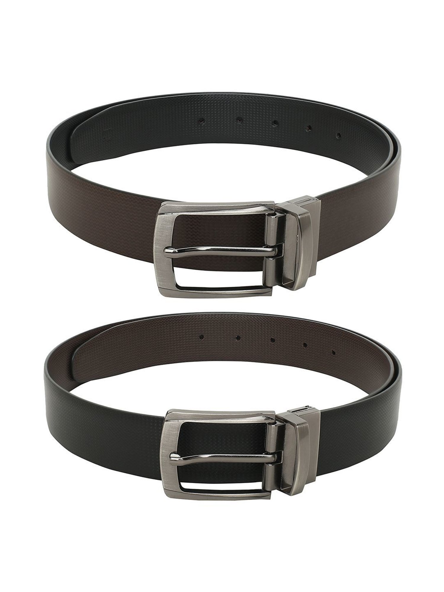 Crusset Black & Brown Reversible Formal Belt & Bi-Fold Wallet Combo Set for Men