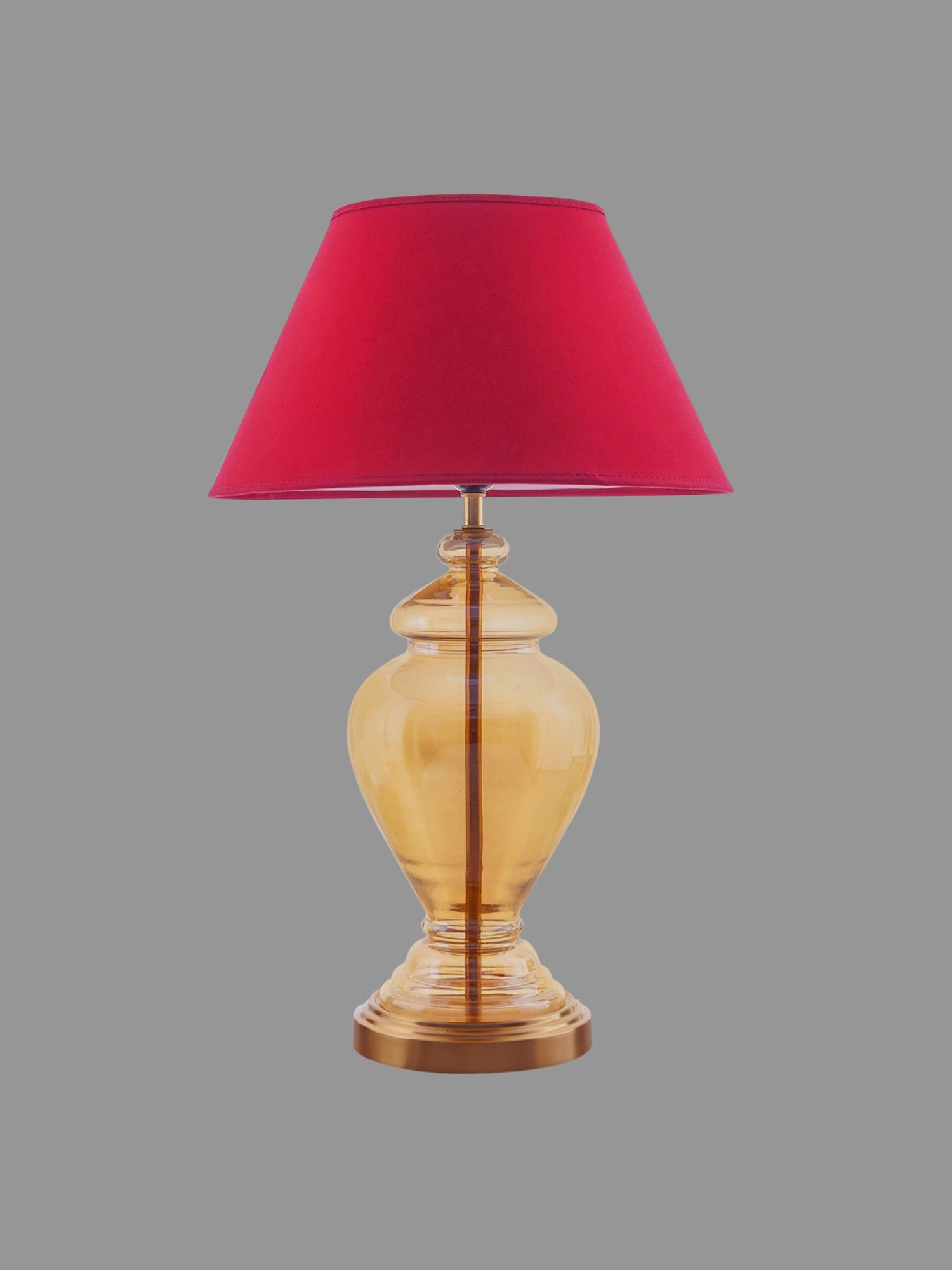 Kapoor E Illuminations Maroon & Antique Gold Glass Table Lamp - Set of 1