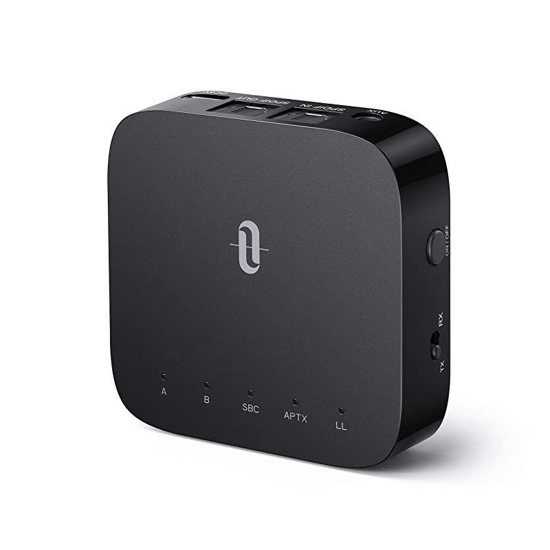 Bluetooth 5.0 Transmitter Receiver with Codec Display, aptX Low Latency Wireless Audio Adapter for TV Home Audio System (3.5mm AUX, RCA, SPDIF in/Out) Dual Link, 24hrs Play Time