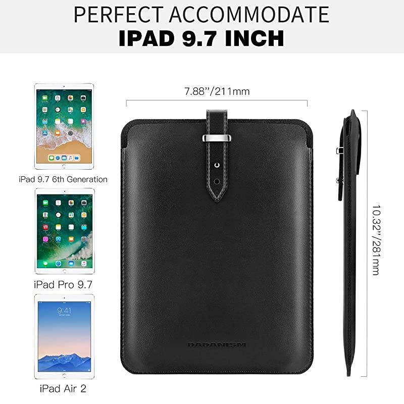 97quot Tablet Sleeve Case for 20182017 iPad 97 6th5th GenerationiPad Pro 97 2016 iPad AirAir 2 Premium PU Leather Pouch Protective Cover Bag EReader Carrying Bag Black