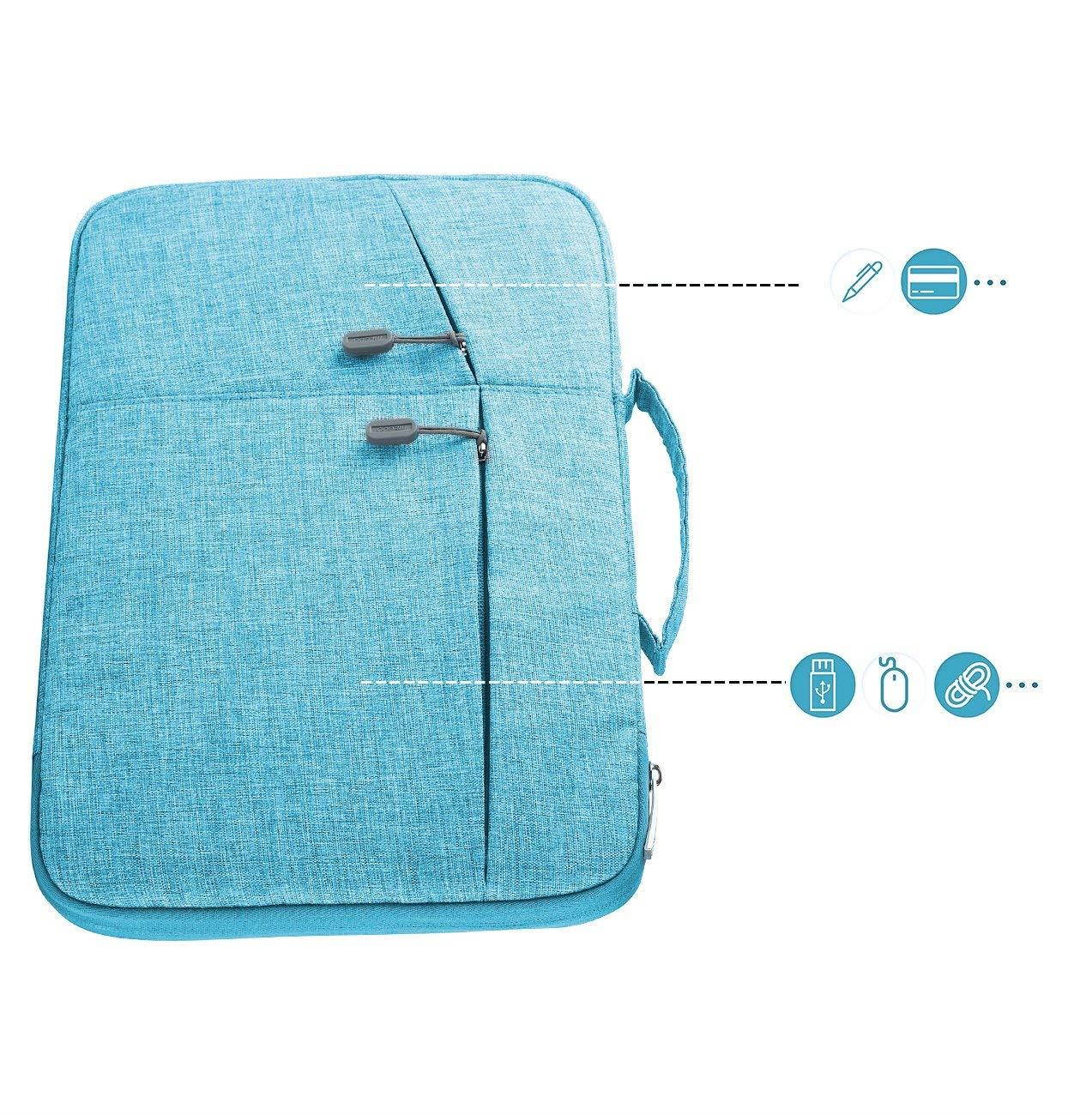 Megoo 13 Inch Sleeve Case for Microsoft Surface Laptop/Book 2 13.5"/iPad pro 12.9"/13.3" MacBook Air/MacBook Pro,13" Chromebook Tablet Laptop Slim Water Resistant Carrying Case with Handle (Blue)