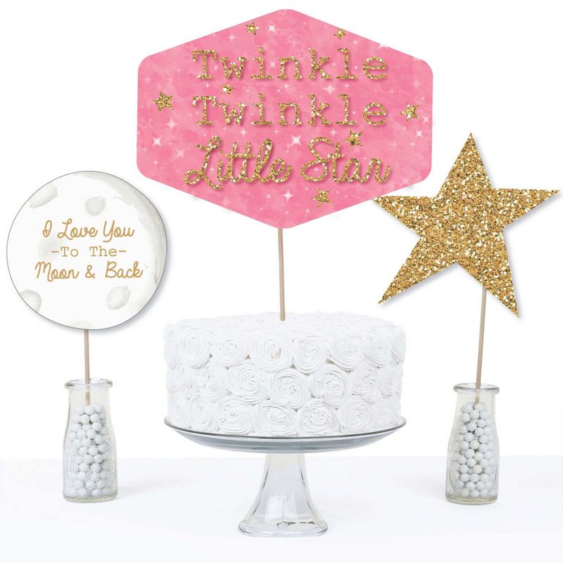 Big Dot of Happiness Hello Little One - Pink and Gold - Table Decorations - Girl Baby Shower Fold and Flare Centerpieces - 10 Count