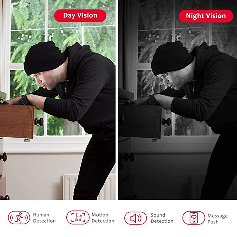 Security Camera WiFi IP Home CameraR2C 1080P HD Baby Monitor Wireless Pet Camera with AI Human Sound Detection Free Cloud 2Way AudioWorks with Alexa PanTilt Night Vision Black