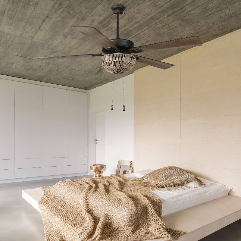 52" 5-Blade LED Woven Rope Lighted Ceiling Fan - River of Goods