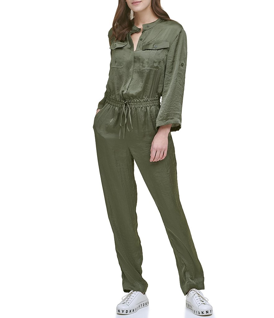 Tahari ASL Sequin Long Sleeve Crepe Jumpsuit