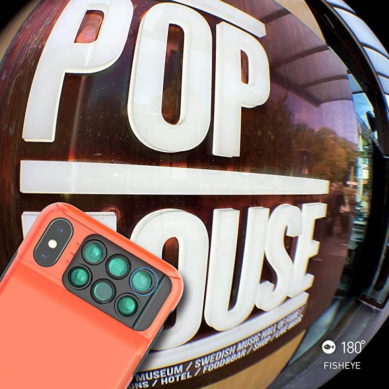 Lens Case for Apple iPhone Xs MAX: 6 in 1 Dual Optics Lens Kit (180&deg;Fisheye, 2X Telephoto,120&deg; Wide-Angle, 10X/20X Macro), Two Layers Double Protection (Black)