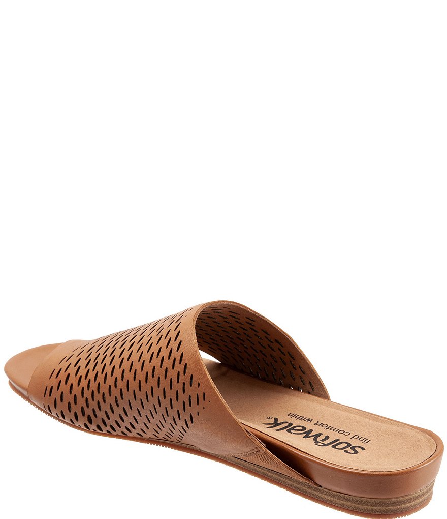 Softwalk Corsica II Perforated Leather Toe Ring Slide Sandals
