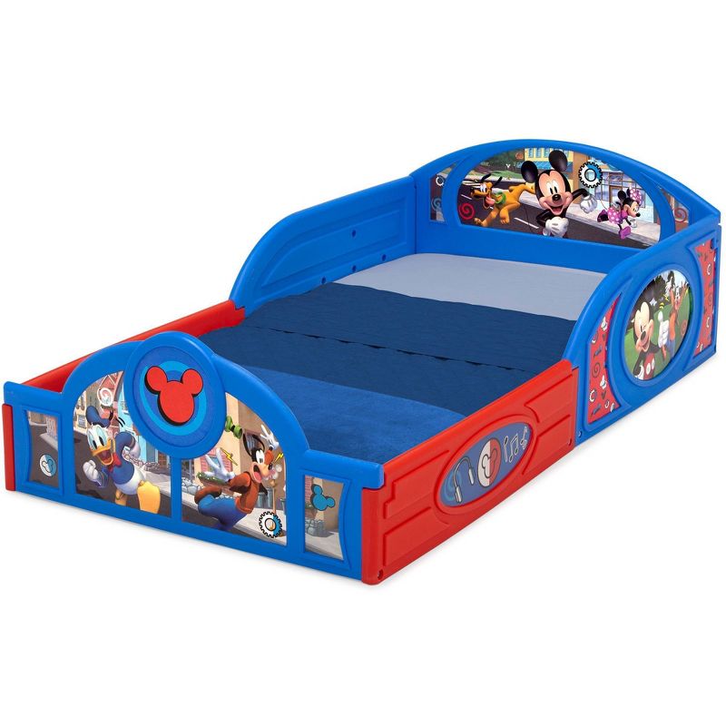 Disney Mickey Mouse Plastic Sleep and Play Toddler Bed with Attached Guardrails - Delta Children