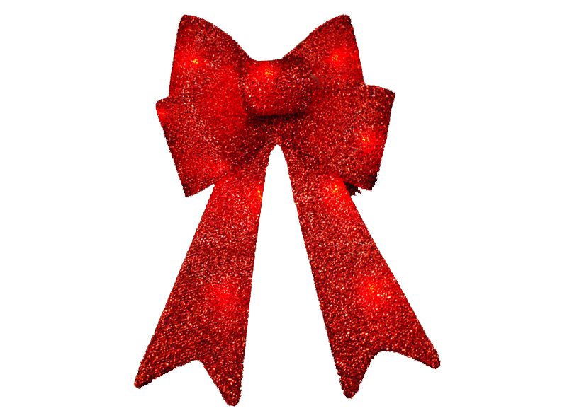 Penn 14" Seasons of Elegance LED Red Tinsel Bow Christmas Tree Topper - Clear Lights