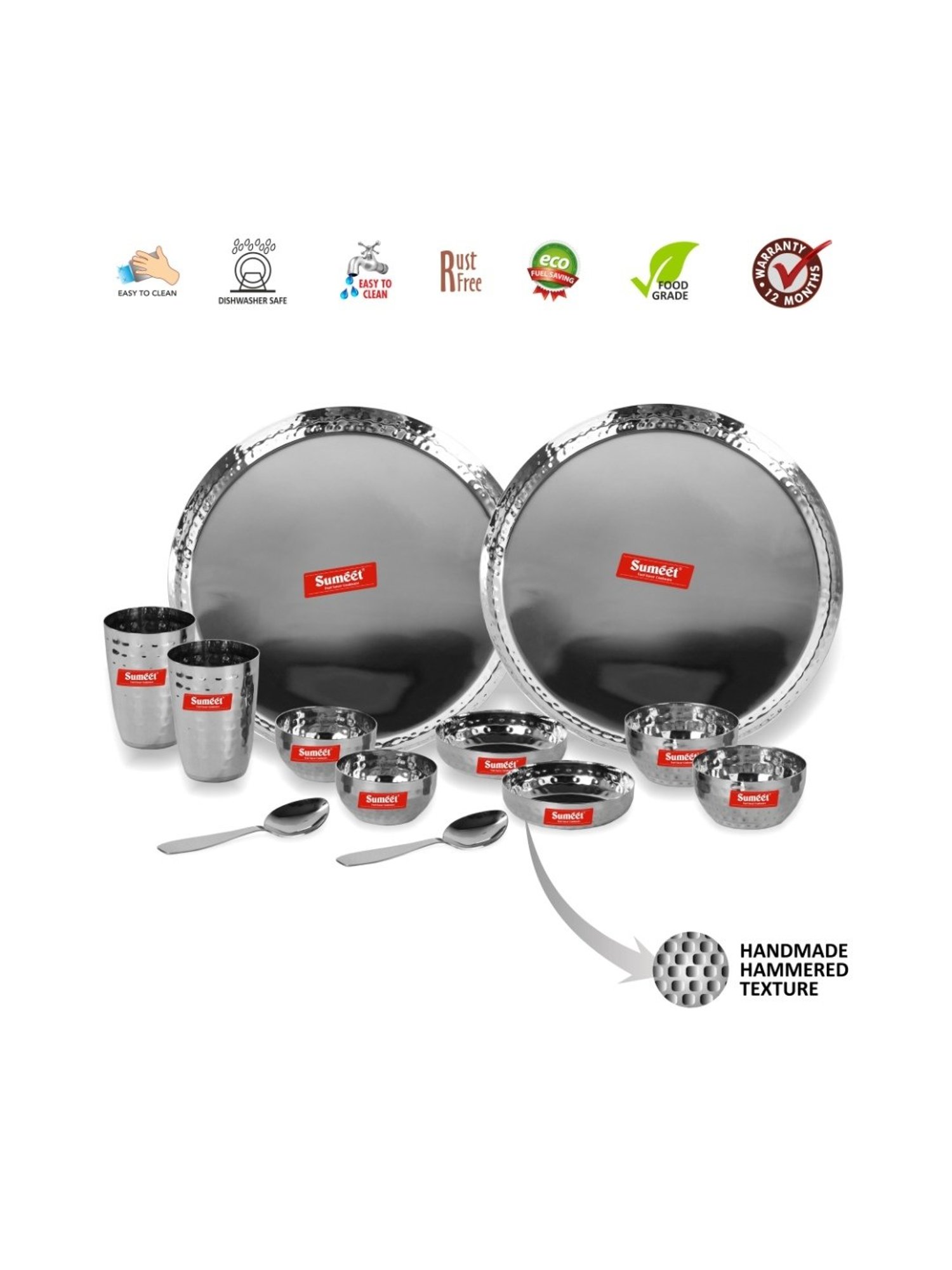 Cello White & Rust Glass Dinner Set