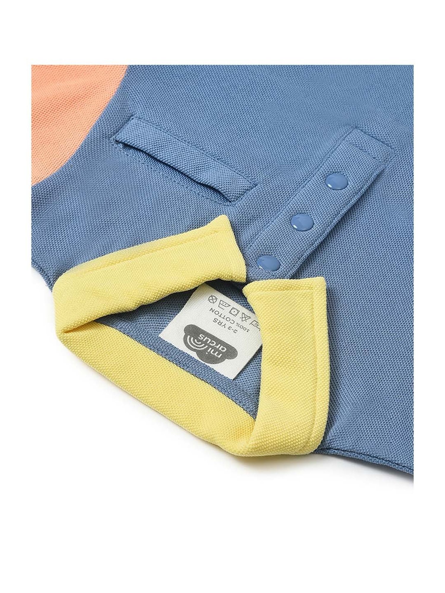 MiArcus Kids Blue & Yellow Cotton Color Block Polo T-Shirt Set