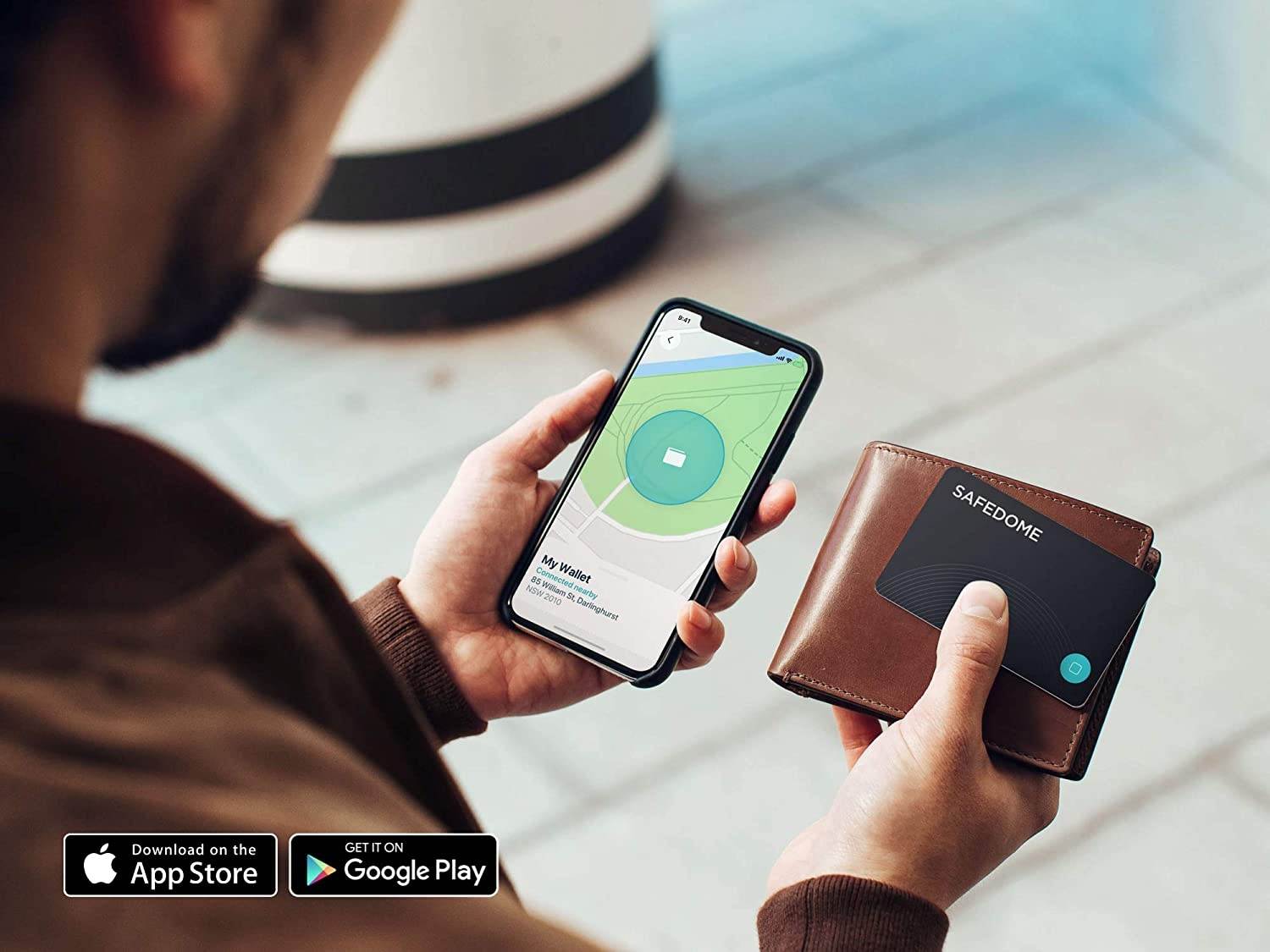 Safedome Classic Combo Pack, 1x Classic Bluetooth Item Tracker Card, 1x Smart Key Locator Fob, Item Finder with GPS-Like Bluetooth Tracking for Lost Keys, Backpack, Phone, Wallet, Free Companion App