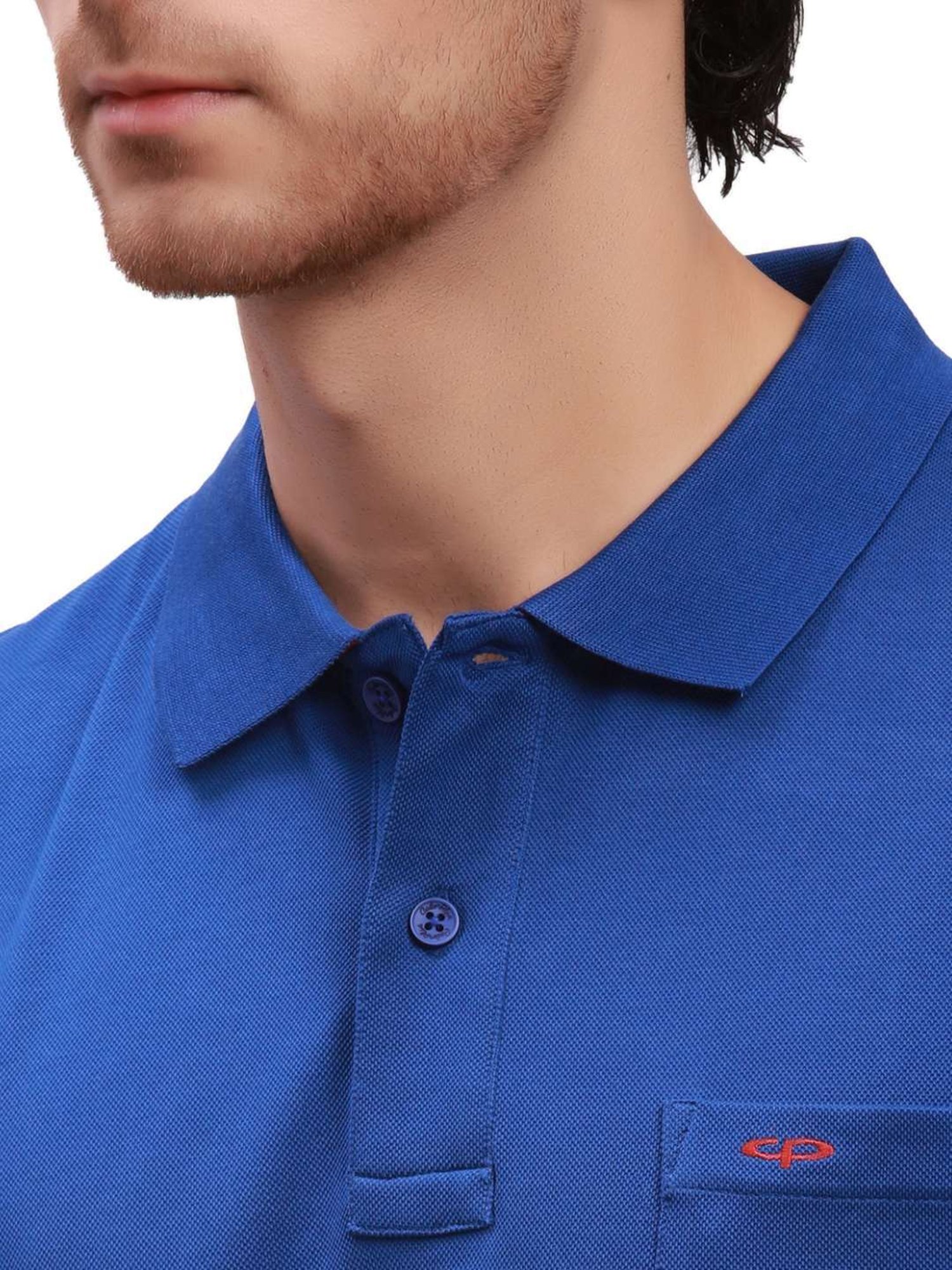 ColorPlus Blue Cotton Classic Fit Polo T-Shirt