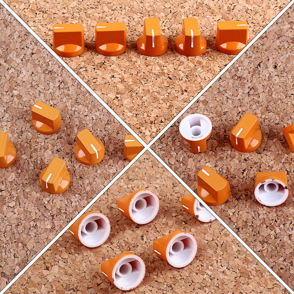 5 Pcs Plastic Flat Guitar Bass Knob Amp Amplifier Effect Pedal Knobs Guitar Accessories Parts (Orange)