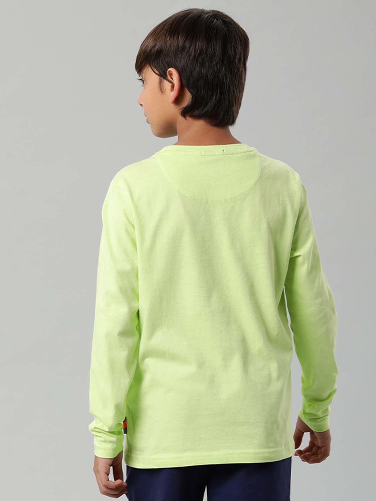 Indian Terrain Kids Green Cotton Printed Full Sleeves T-Shirt