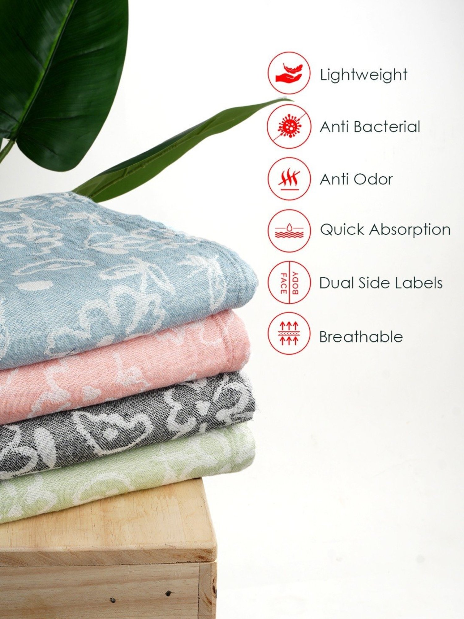 Doctor Towels BanaJacquard Floral Floral Pastel Green Bath Towel