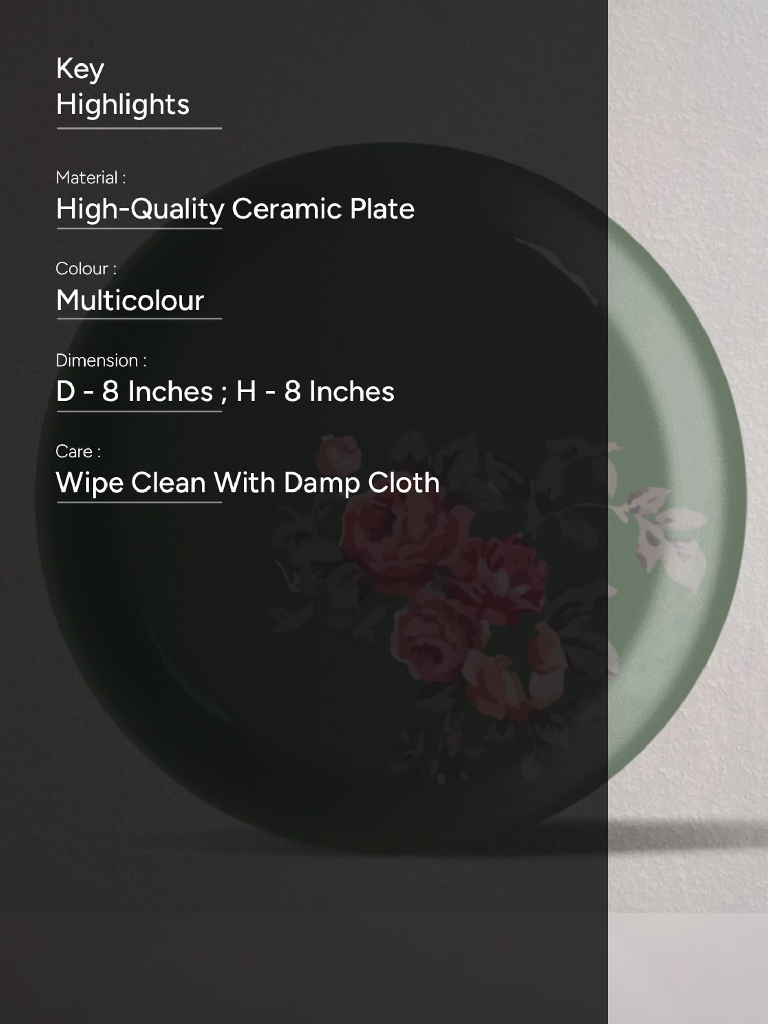 Nestroots English Flaura Printed Multicolor Porcelain Wall Plate