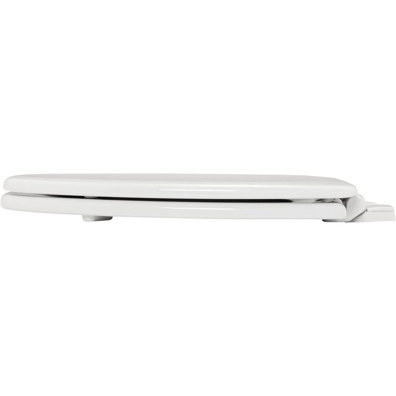Lannon Never Loosens Elongated Enameled Wood Toilet Seat with Slow Close Hinge White - Mayfair by Bemis