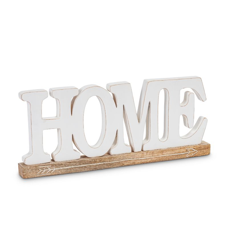 Lone Elm Studios Set of 2 White Mango Wood "Home" and "Love" Signs