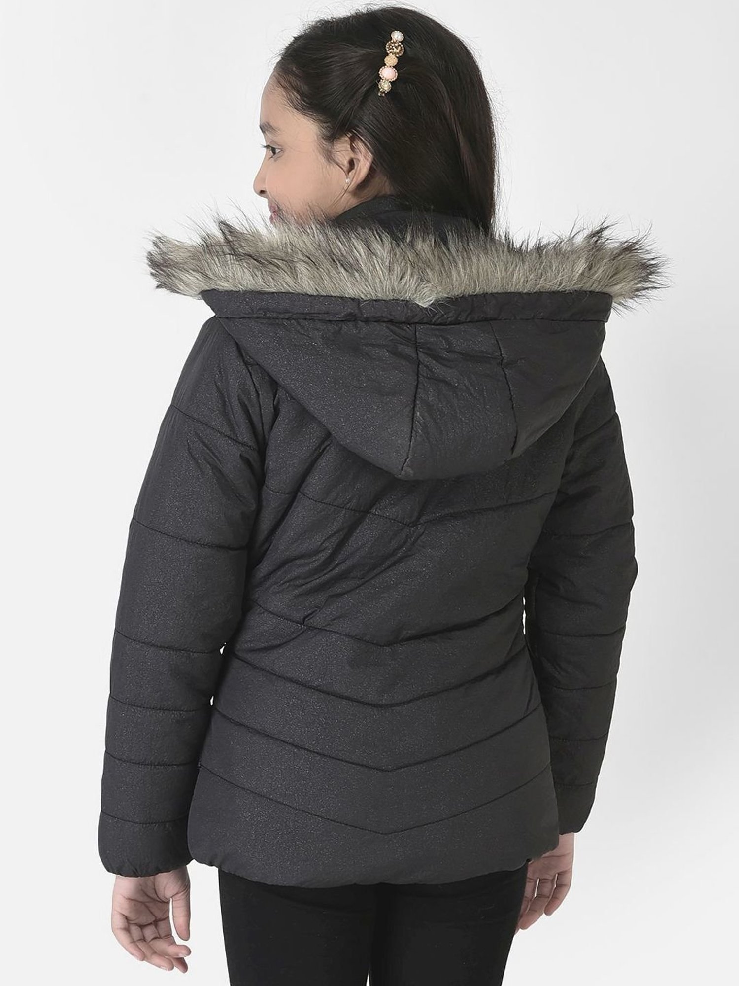 Elle Kids Black Self Pattern Jacket