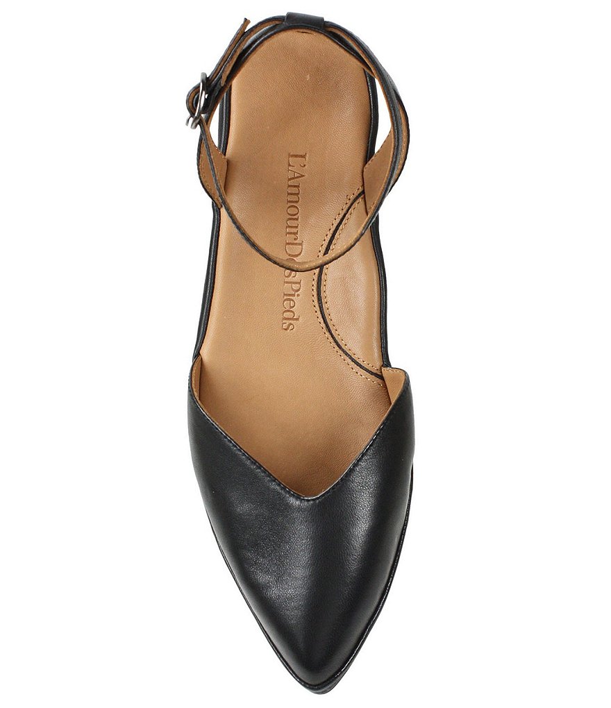 L'Amour Des Pieds Moona Leather Ankle Strap Flats